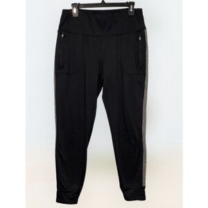 RBX Black Capri Joggers Sweatpants Loungewear Zip Side Pockets Large